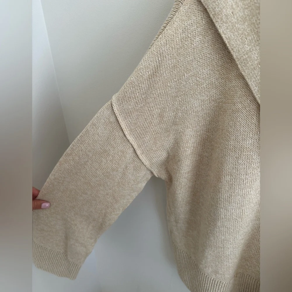Banana Republic solid sailor collared sweater organic cotton iced latte color M‎